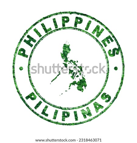 Map of Philippines, Postal Stamp, Sustainable development, CO2 emission concept, clipping path