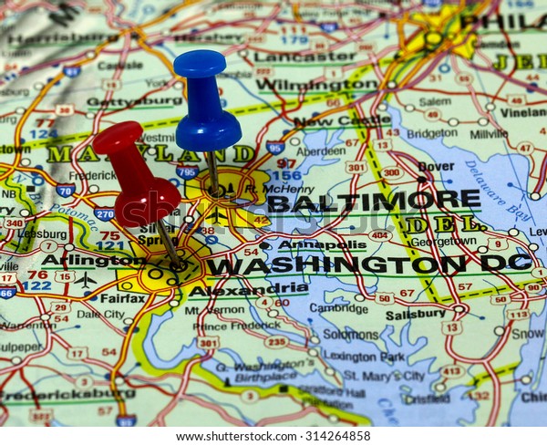Map Of Baltimore And Washington Dc Map Pin Point Baltimore Washington Dc Stock Photo (Edit Now) 314264858