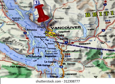 map with pin point of vancouver in usa