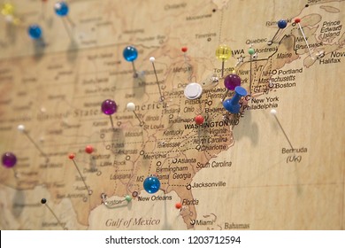 Map With Pins, Shallow DoF