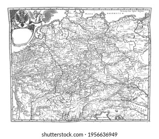 Map Of The Postal Routes Through The German Reich, Vintage Engraving.