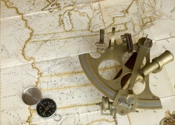 Map, Sextant And Compass
