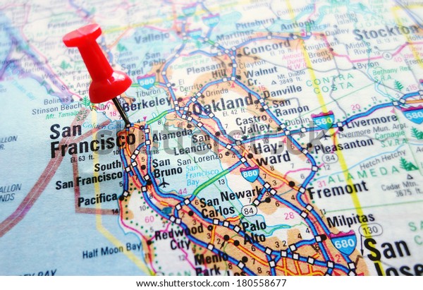 カリフォルニアのシリコンバレーの地図 サンフランシスコとパロアルト の写真素材 今すぐ編集