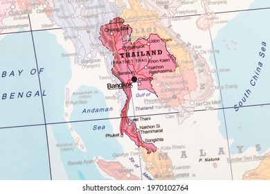 Map Of Thailand Highlighted From The Outline