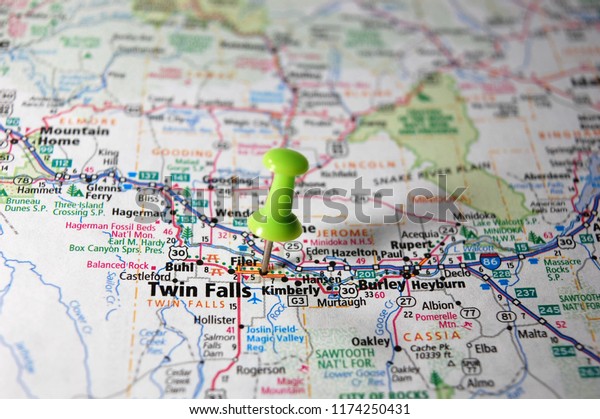 map of twin falls idaho Map Twin Falls Idaho Marked Push Stock Photo Edit Now 1174250431 map of twin falls idaho