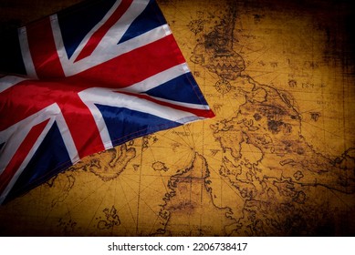 Map of United Kingdom on world vintage map showing British Empire. - Shutterstock ID 2206738417