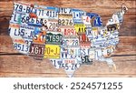 Map of United States made of license plates