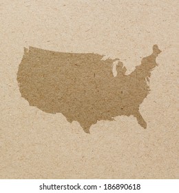 Map Of United States On Recycled Paper