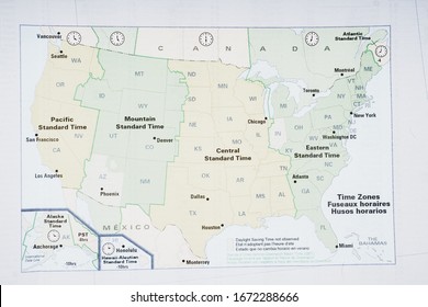 Map of USA time zone background