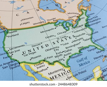 Map of the USA, world tourism, travel destination, world politics, trade and economy - Powered by Shutterstock