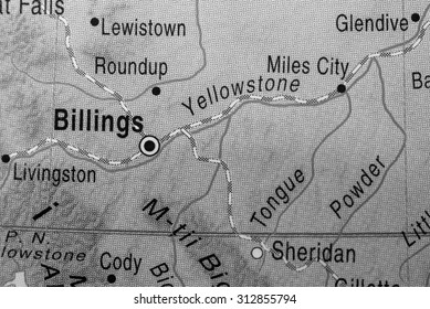 Map View Of Billings And Yellowstone National Park