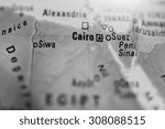Map view of Cairo on a geographical globe