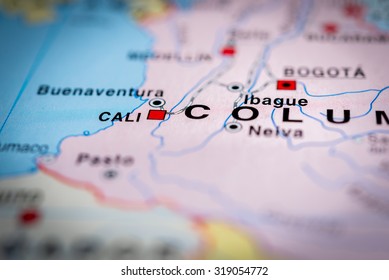 Map View Of Cali, Columbia. (vignette)