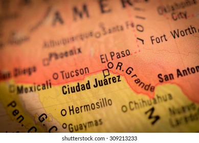 Map View Of Ciudad Juarez On A Geographical Globe