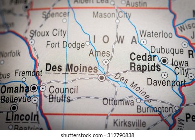 Map View Of Des Moines. (vignette)