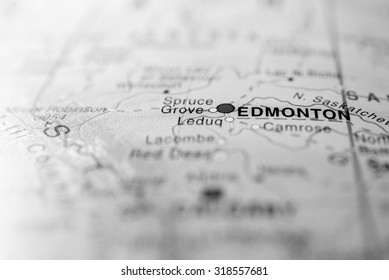 Map View Of Edmonton, Canada.