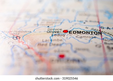 Map View Of Edmonton, Canada.