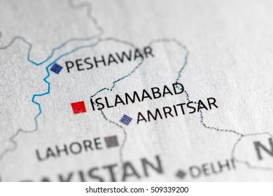 Map View Of Islamabad, Pakistan On A Geographical Map Of Asia.