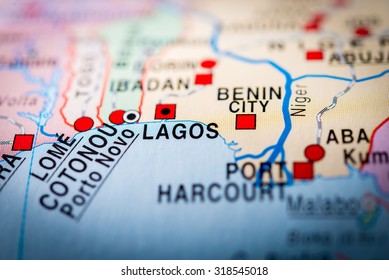 Map View Of Lagos, Nigeria. (vignette)
