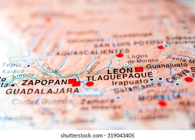 Map View Of Leon, Mexico.