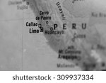 Map view of Lima on a geographical globe