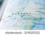 Map view of Nunavut state, Canada.
