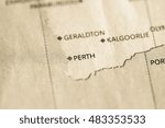 Map view of Perth on a geographical map of Australia.