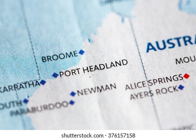 Map View Of Port Headland On A Geographical Map Of Australia.