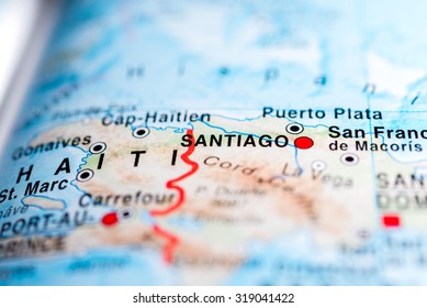 Map View Of Santiago, Dominican Republic.