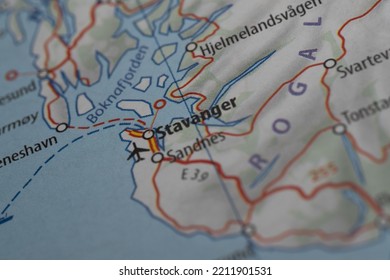 Map View Of Stavanger, Norway On A Geographic Map.
