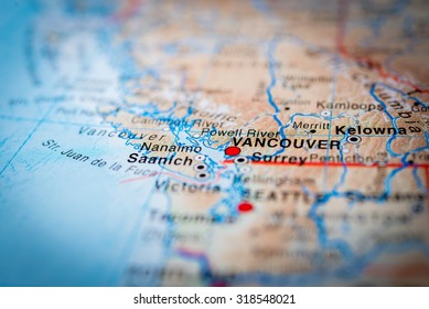 Map View Of Vancouver, Canada. (vignette)