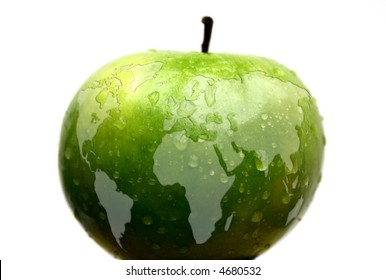 map of the world on an apple