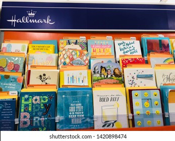 Maple Grove, MN - June 9, 2019: A Hallmark Greeting Cards (birthday Cards) Display Inside Of A Store. Each Card Has A Different Design