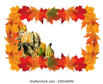 Maple Leaf Frame with Pumpkin insert on a white background