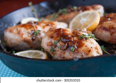 Maple Mustard Glazed Chicken In A Cast Iron Skillet