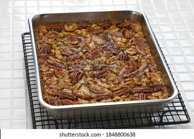 Maple Syrup Butter Tart Squares With Pecan & Walnut, Homemade Canadian Sweet