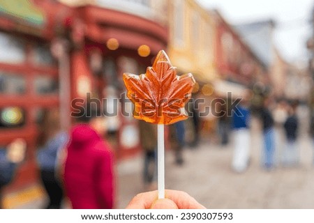 Maple syrup candy on stick in Quebec City, Canada