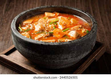 Mapo tofu in a hot stone pot