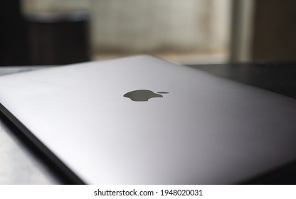 Mar 11th 2021 : An Apple MacBook Pro Laptop Computer On The Table In Cafe, Chiang Mai Thailand