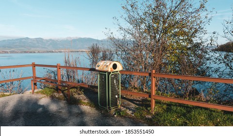 Liptovská Mara, Slovak Republic - 18.09.2020: Metal Containers At The Park