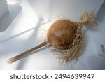 maraca, jebumataru, , Warao culture, Amazonia, collected in 1985, wood, pumpkin bark and vegetable fiber, Anthropology National Museum, Madrid, Spain