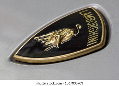 Maranello, Italy- 2016. Close-Up Of Famous Lamborghini Bull Logo.