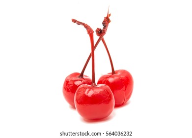 Maraschino Cherry Isolated On A White Background