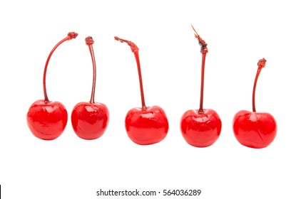 Maraschino Cherry Isolated On A White Background