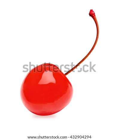 Maraschino cherry isolated on white background