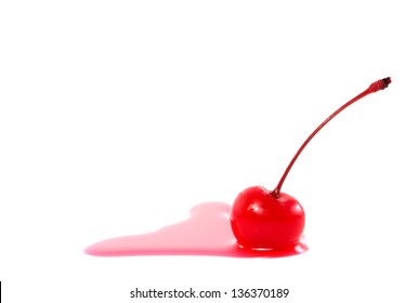 Maraschino Cherry Juice Melt Isolated On White Background