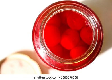 Maraschino Cherry On White Background - Isolated