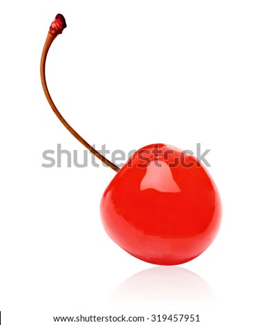 Maraschino cherry on white background
