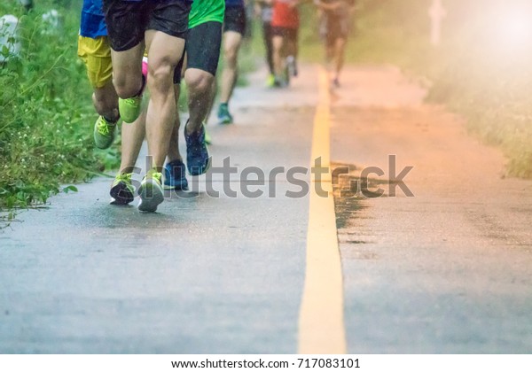 Marathon Runner Legs Close Marathon Running Stock Photo - 