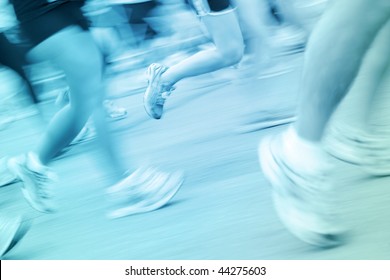 Marathon Runners (motion Blur)